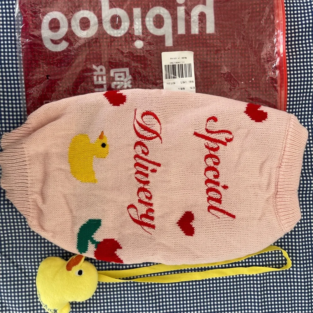 Cute Pink Pet Sweater with Duck Design